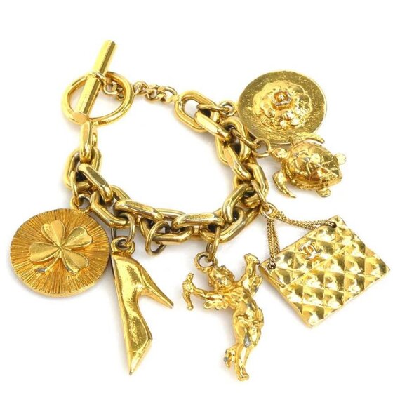 Auth CHANEL Vintage Icon Charm Bracelet Gold Metal - e60069a - Picture 1 of 11
